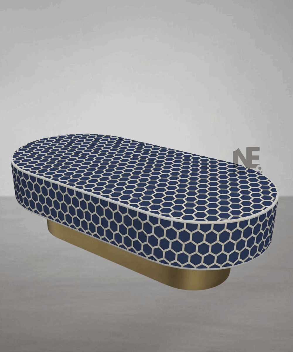 Side angle showing brass encased base and polished surface