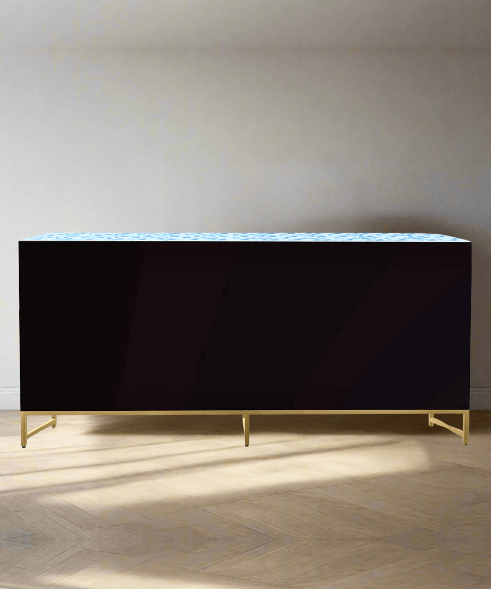 Niktan Export Teal Bloom Bone Inlay Sideboard in Matte Finish - NikTan Export