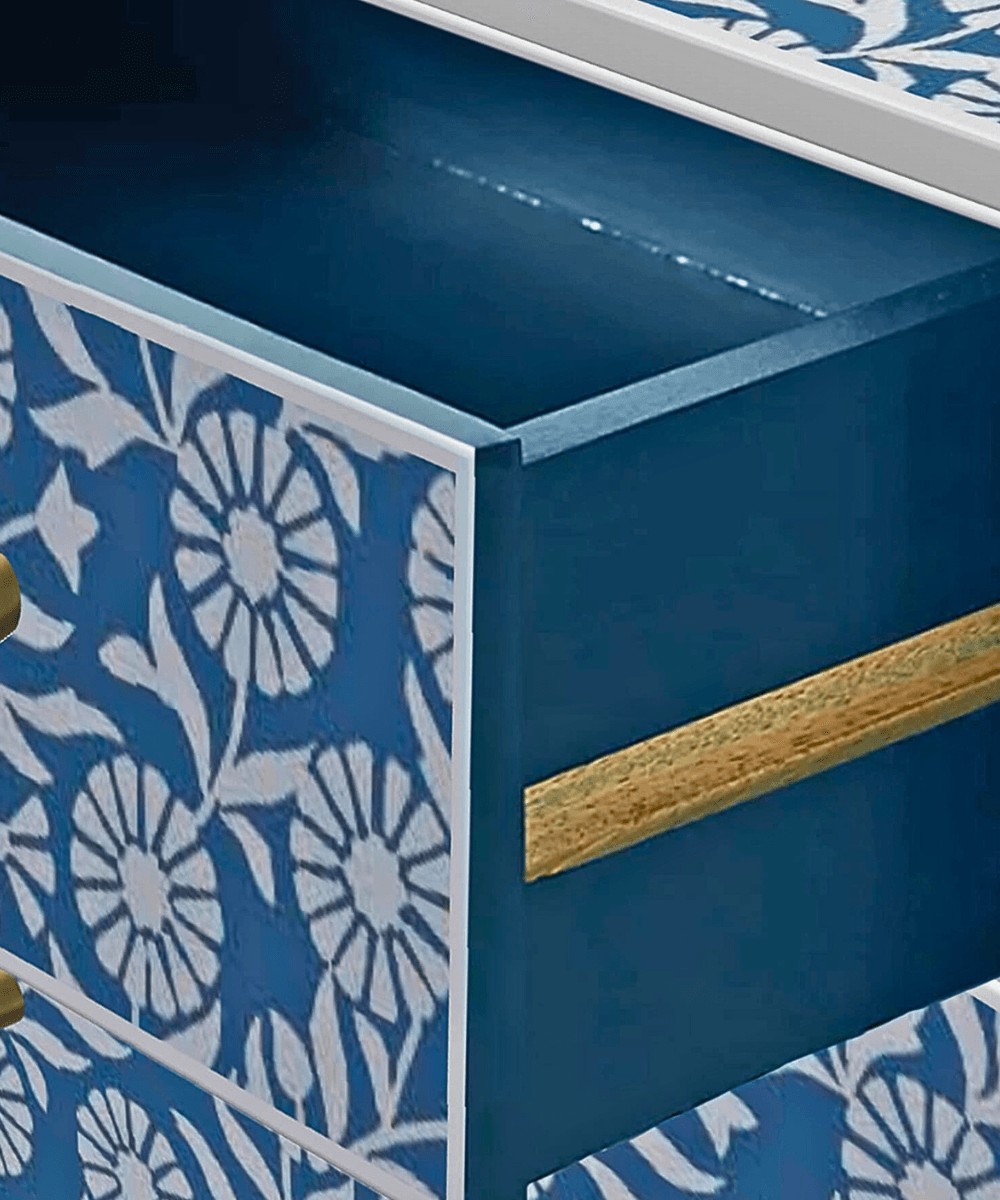 Niktan Export Teal Bloom Bone Inlay Sideboard in Matte Finish - NikTan Export