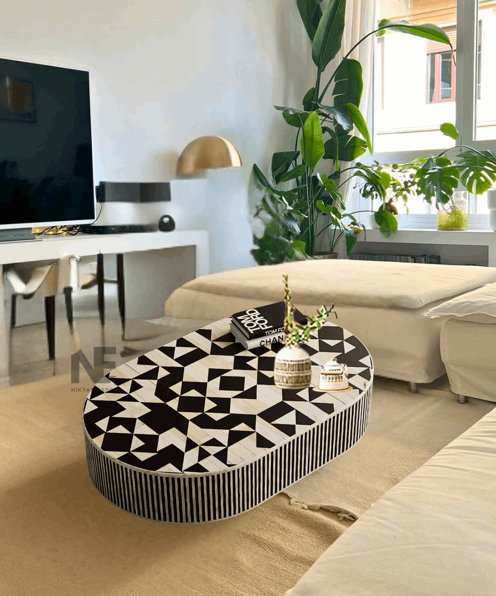 Top view of striped MOP and bone inlay design