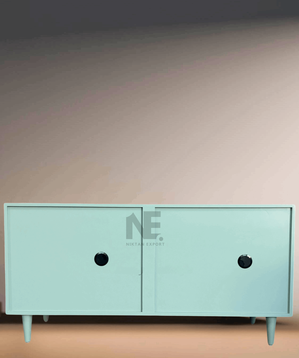 Rear view showing cord management holes for electronics