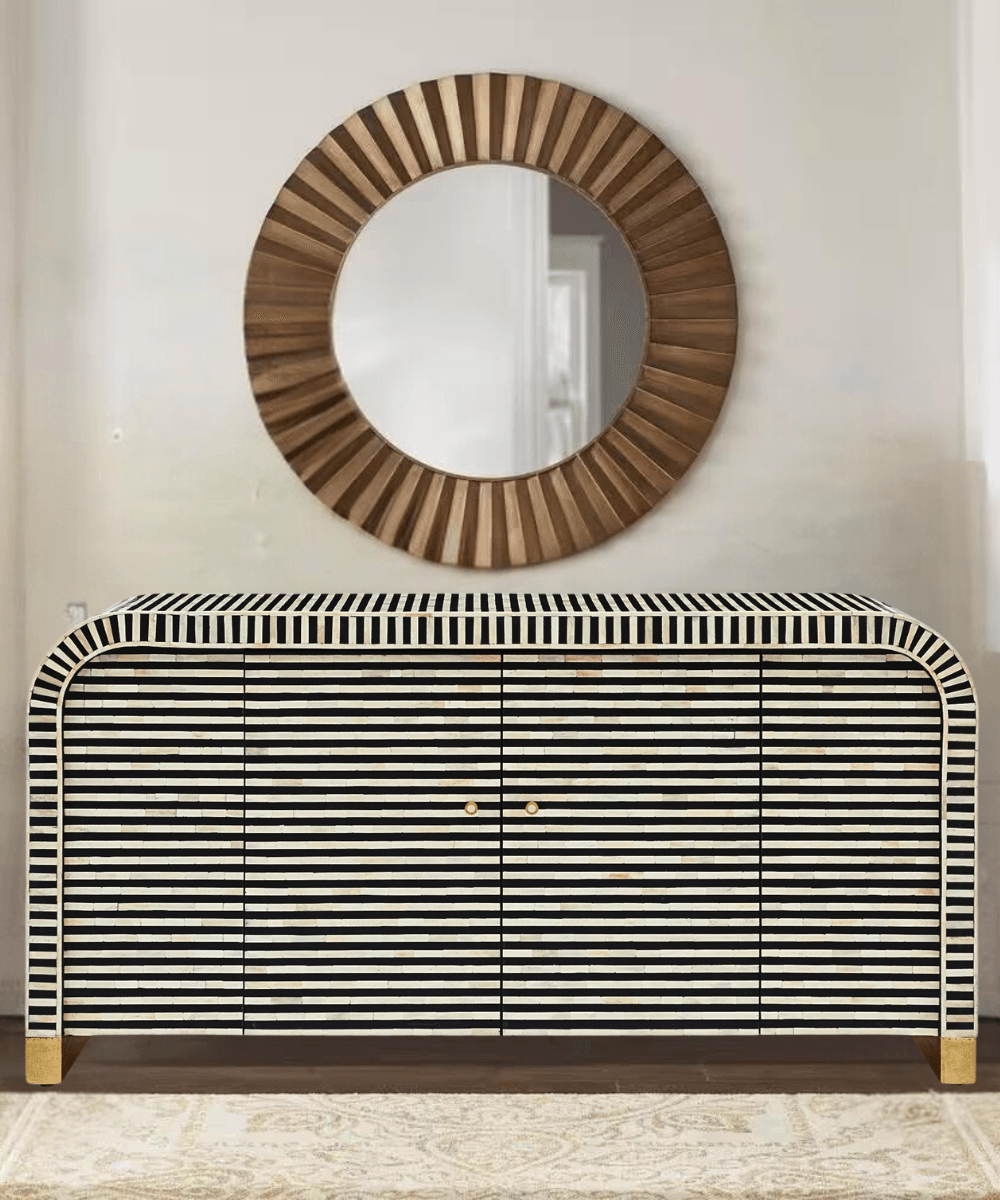 Niktan Export Hugo Bone Inlay Furniture Sideboard Black - NikTan Export