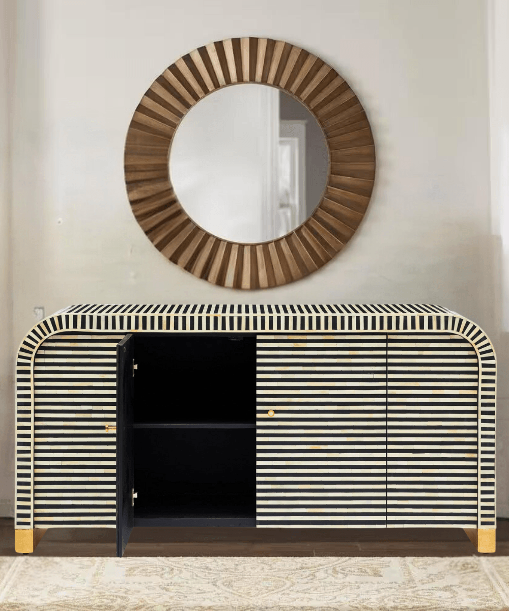 Niktan Export Hugo Bone Inlay Furniture Sideboard Black - NikTan Export