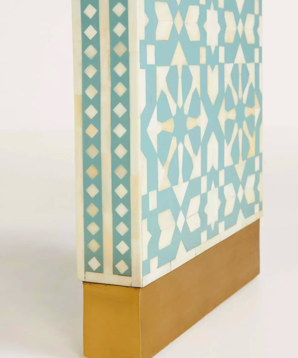 Artisanal Bone Inlay Work on Table Edge