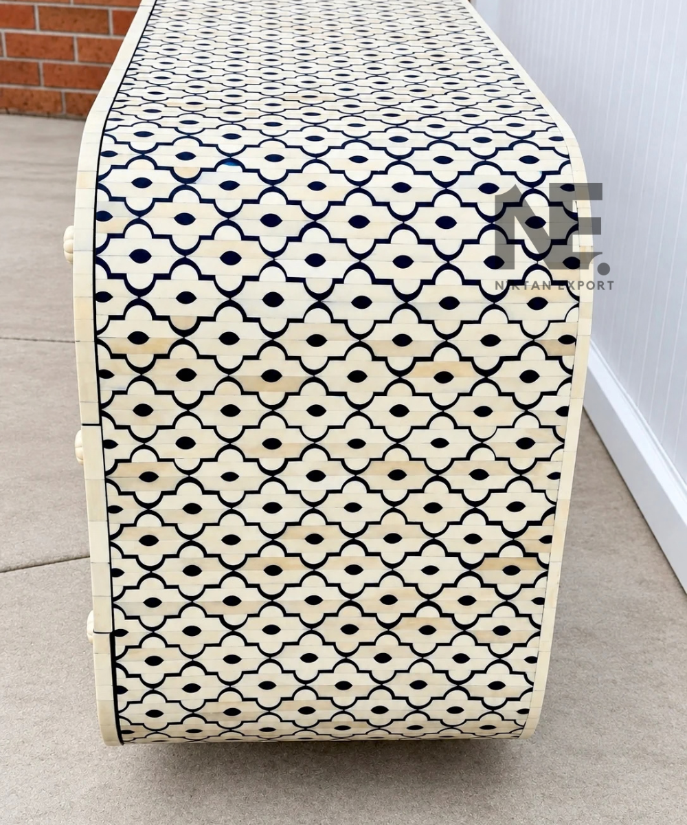 White and navy bone inlay dresser