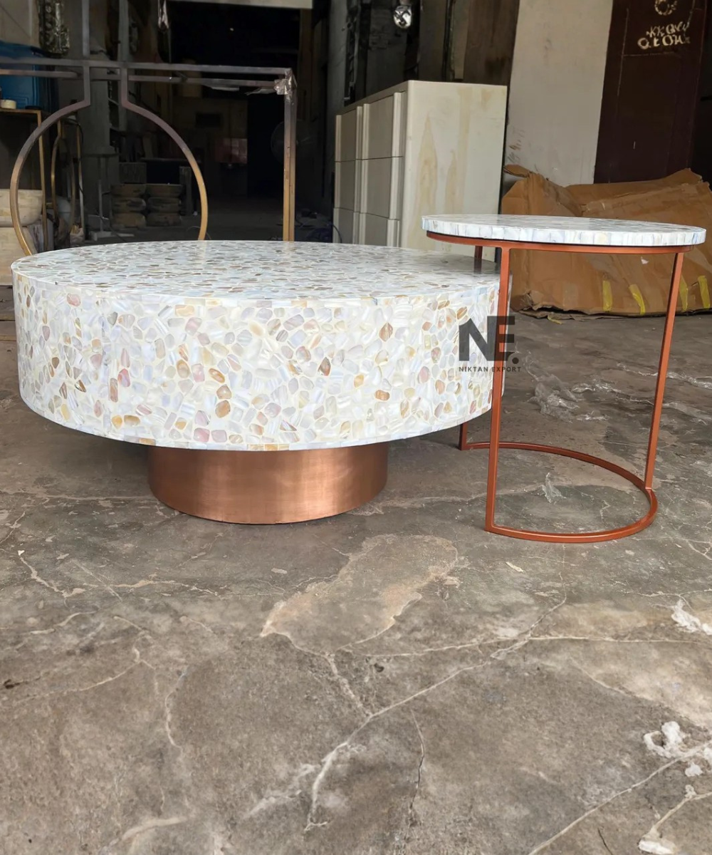 Mother of pearl round table for living room