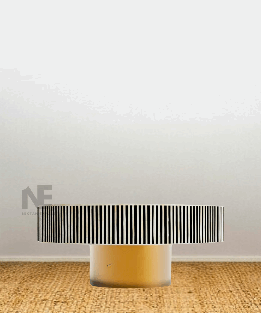 Handcrafted detailing on black resin surface