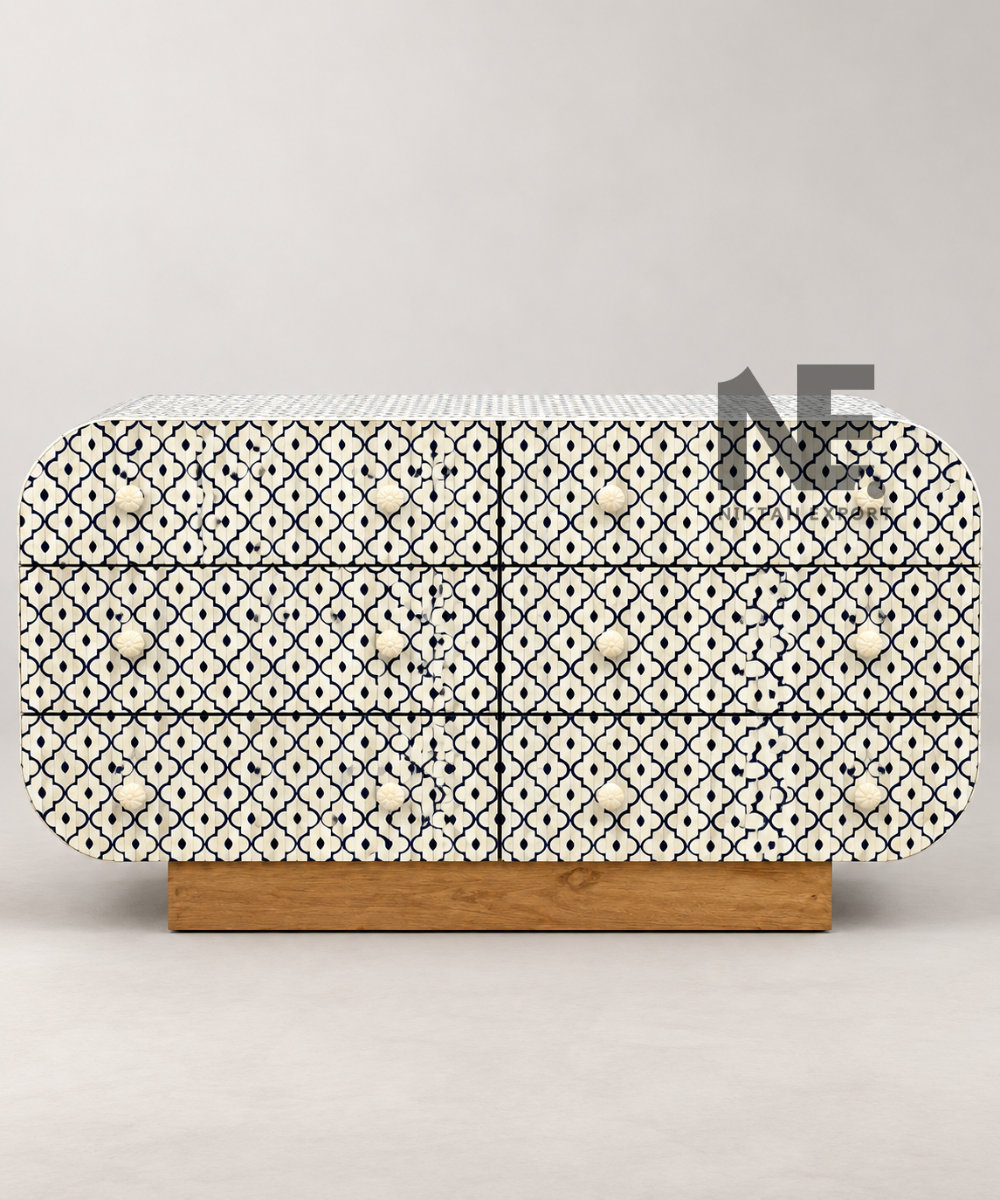 Geometric bone inlay dresser