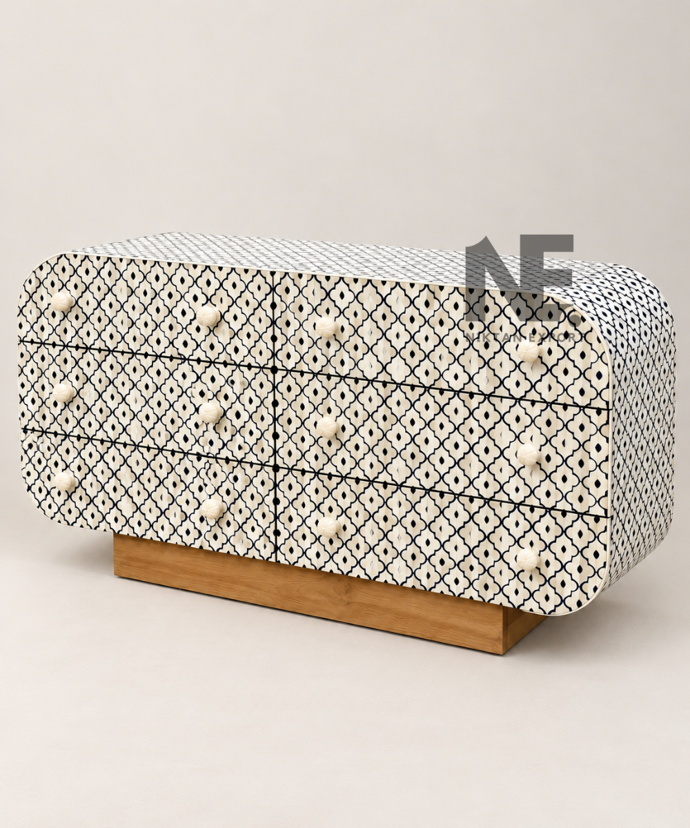 Six-drawer bone inlay chest