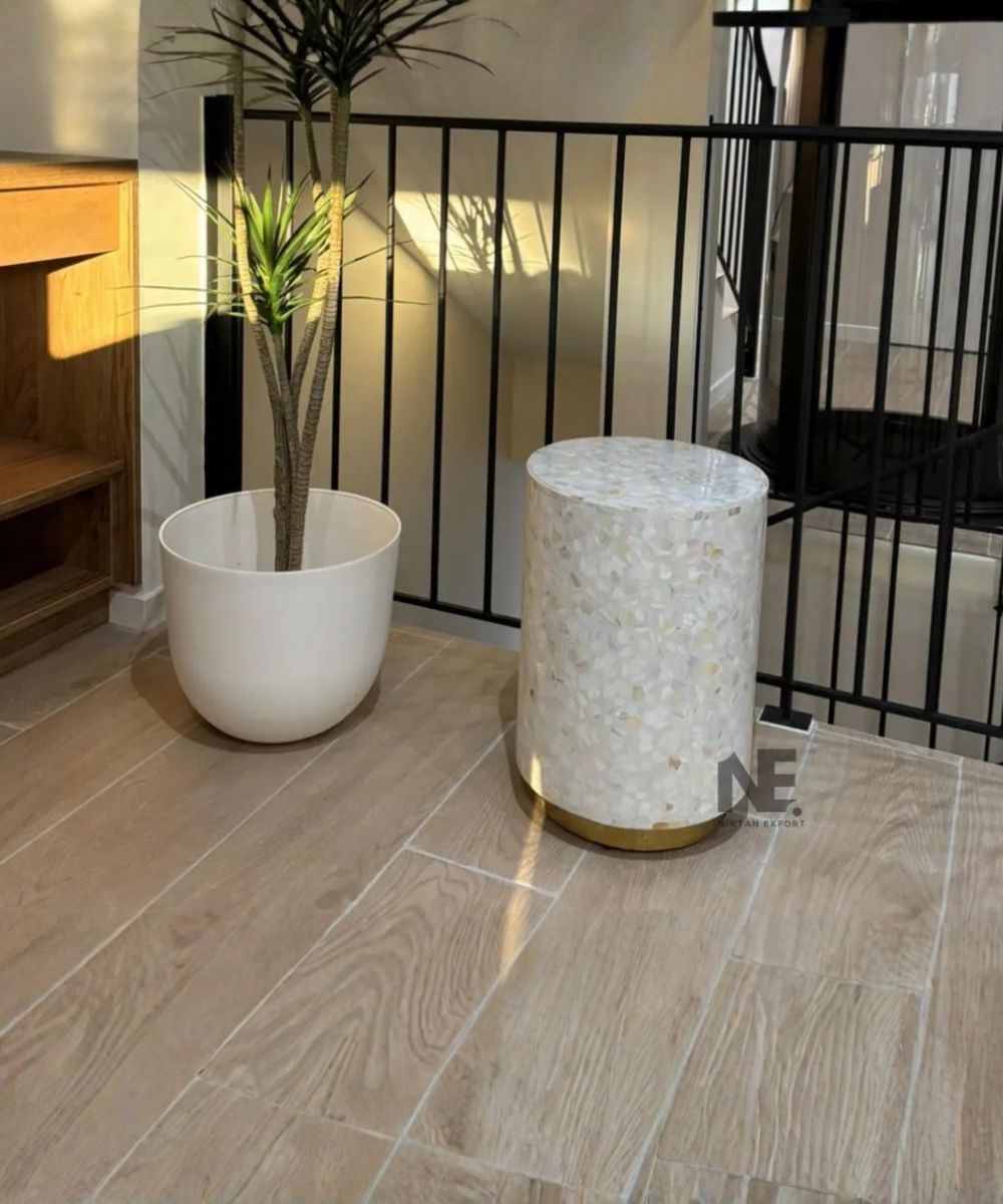 Mother of pearl round side table