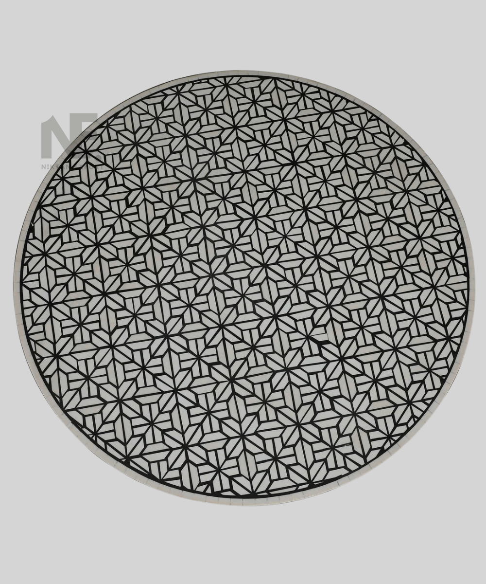 Close-up of geometric inlay pattern