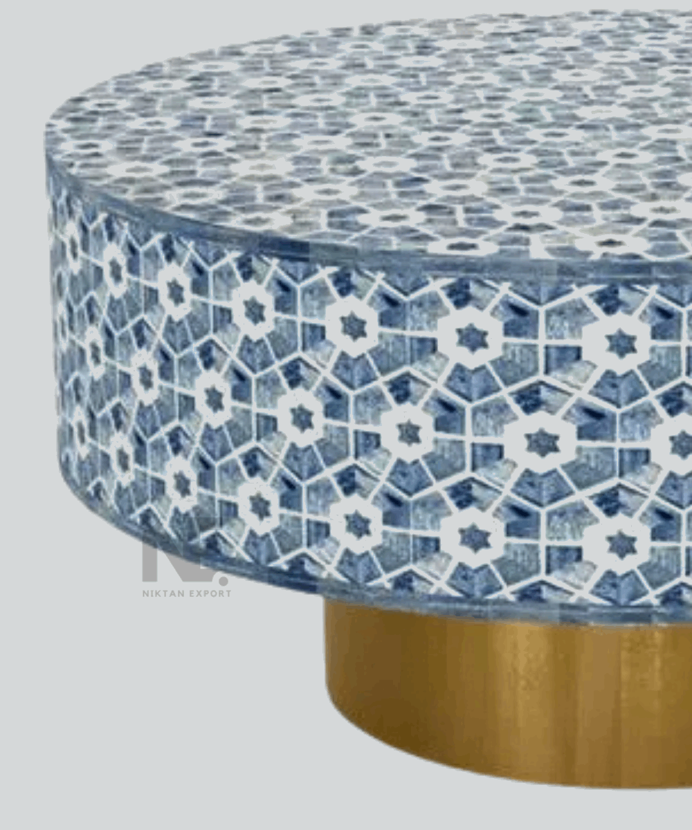 Close-up of handmade bone and resin inlay pattern