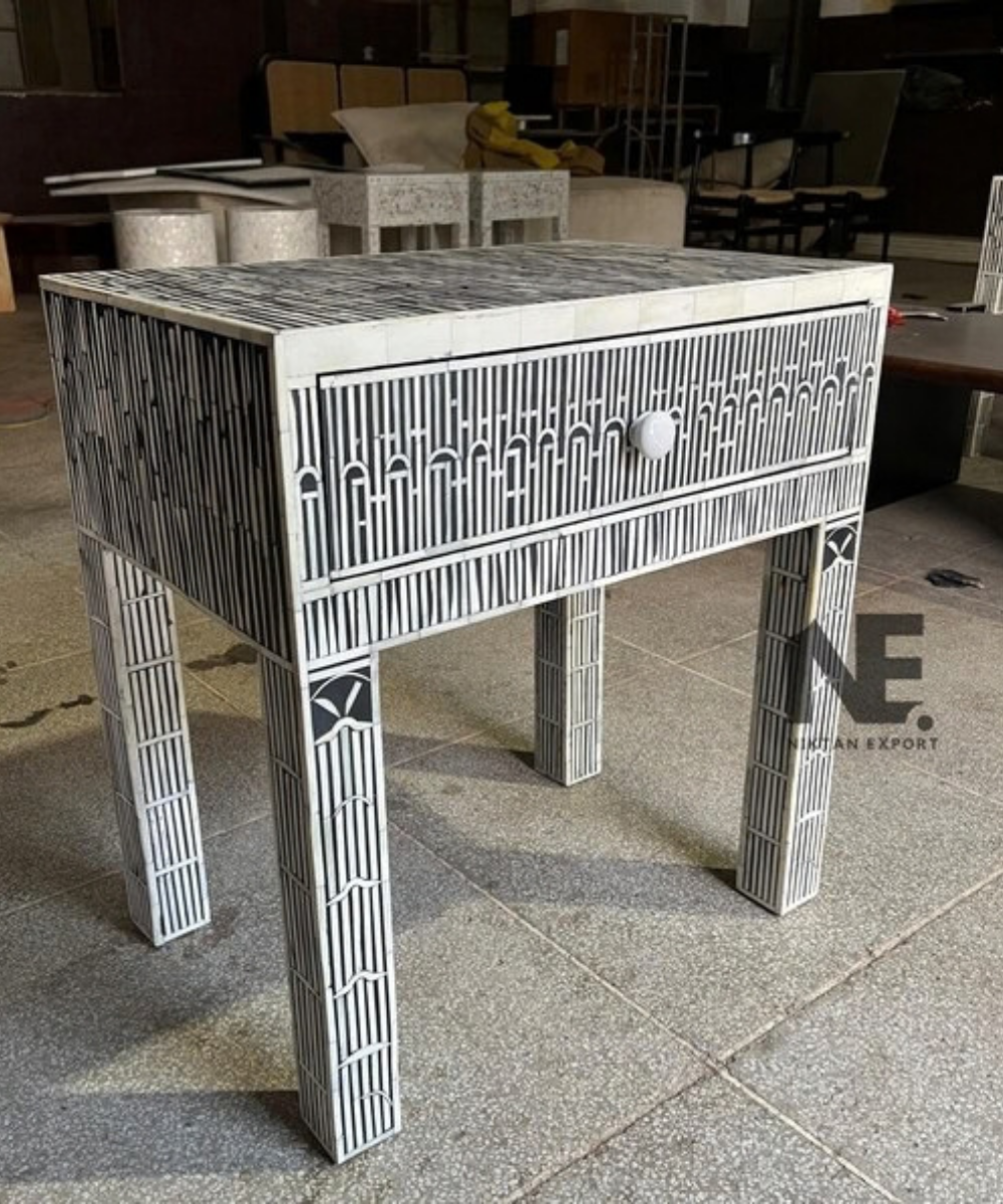 Classic black bone inlay nightstand