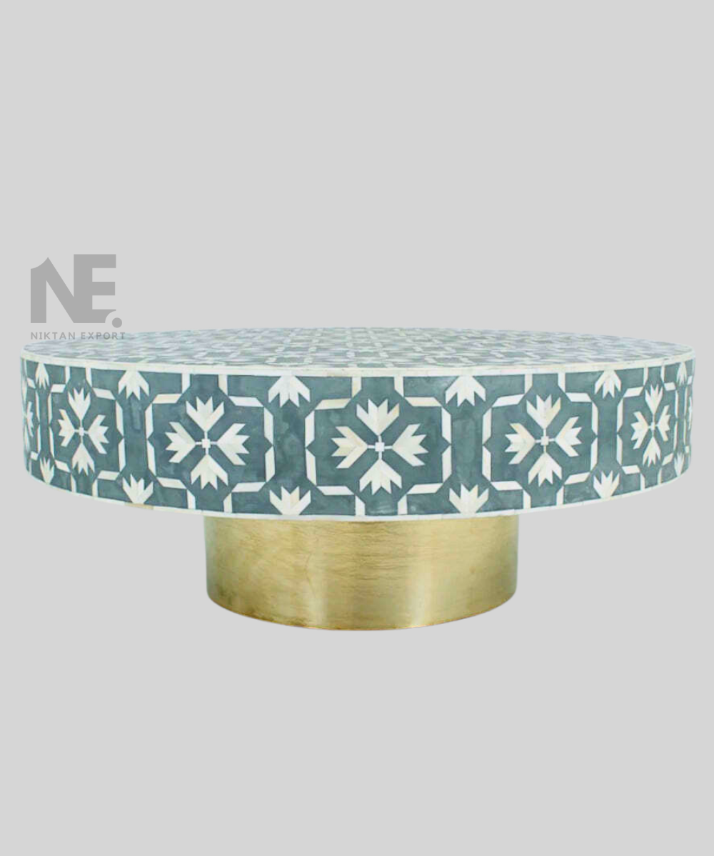 Handcrafted detailing on grey inlay surface
