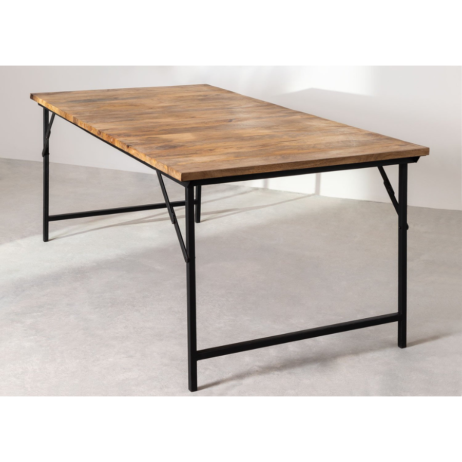 Rectangular Folding Dining Table in Solidwood and Steel (200x100 cm)