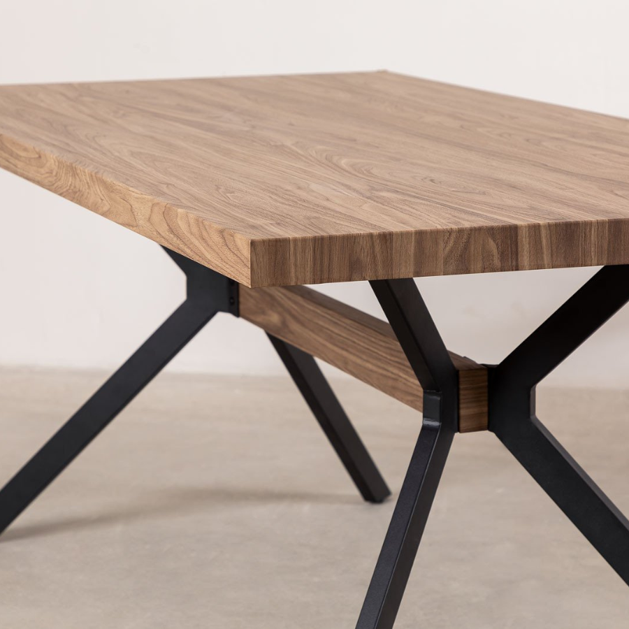 Rectangular Folding Dining Table in Solidwood and Steel (200x100 cm)