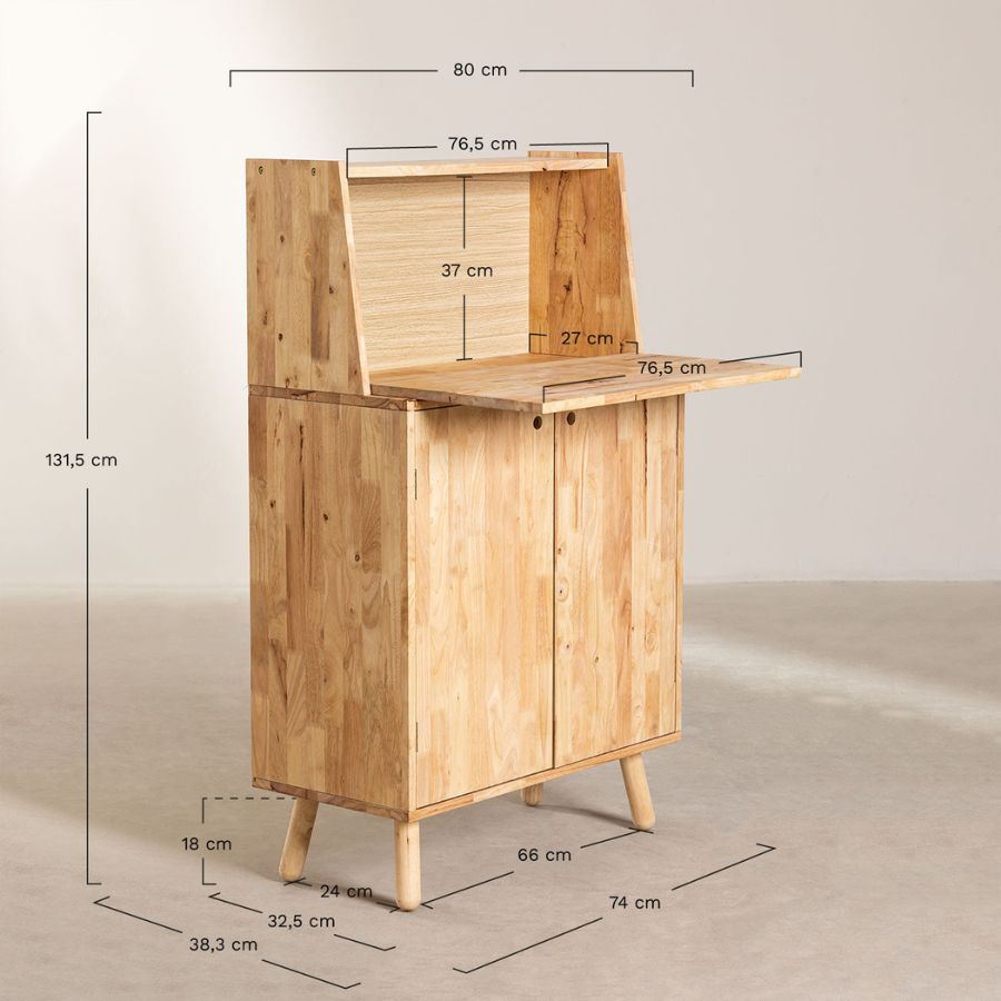 Solid Wood Jodhana Natural Bar Cabinet