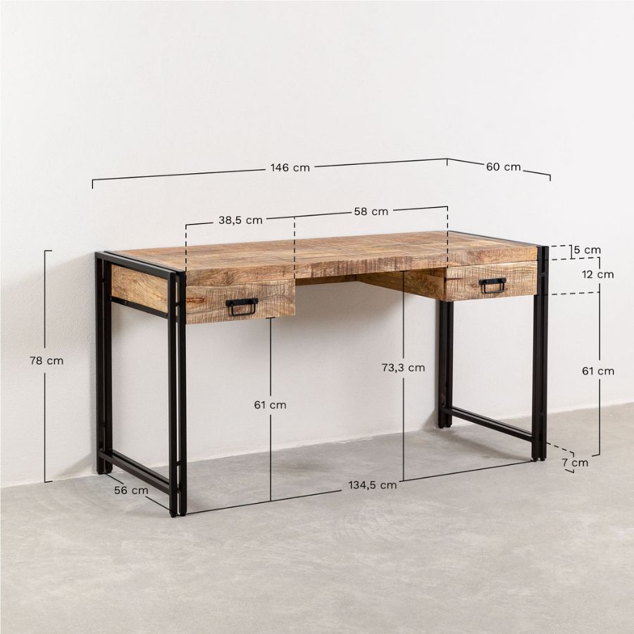 Solid Wood Industrial Office &amp; Work Desk