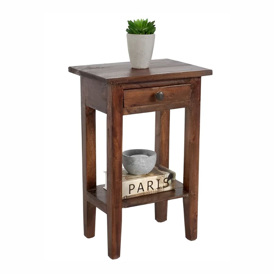 Solid Side Table HEMINGWAY 55cm Mahogany Shabby