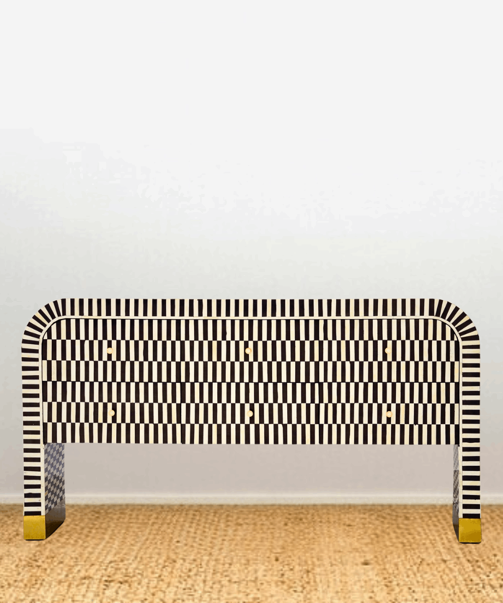 Bone Inlay Console – Green Grey Stripe Front View