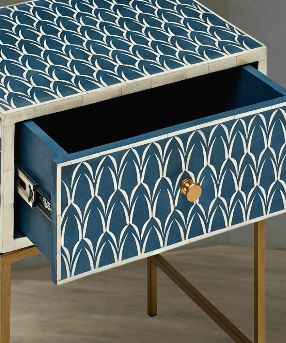 Niktan Export Aurora Bone Inlay Bedside Table - NikTan Export