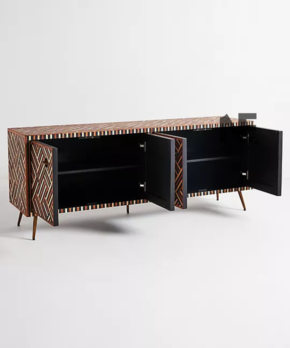 Contemporary sideboard with warm brown and cream pattern