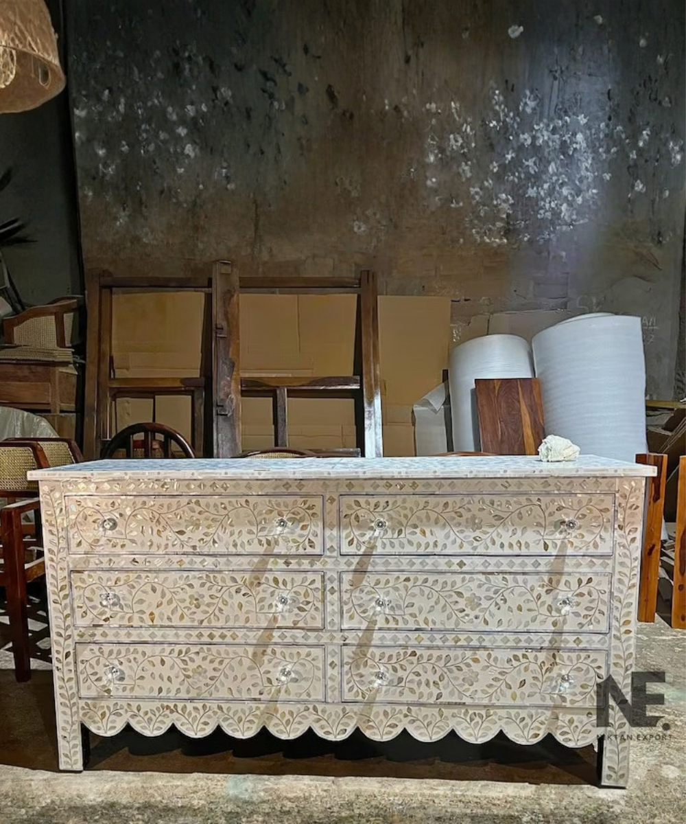 Six drawer Mother of Pearl dresser