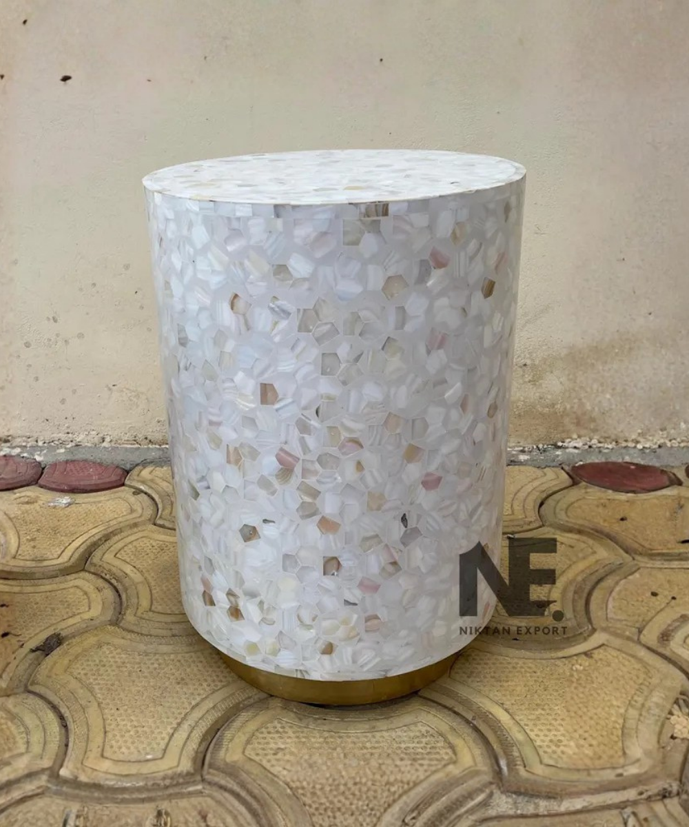 Handcrafted mother of pearl accent table