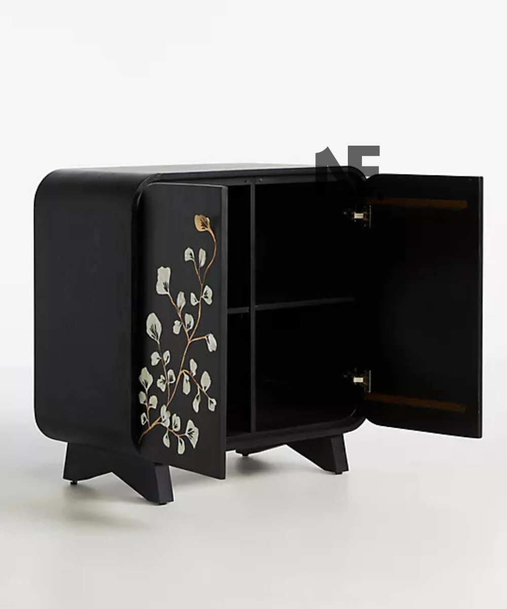 Floral Mother of Pearl cabinet for living room decor