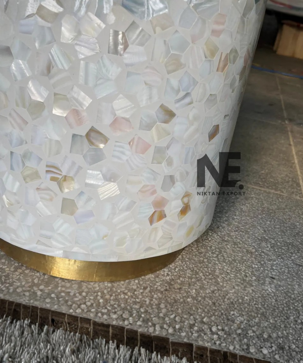 Luxury mother of pearl round side table