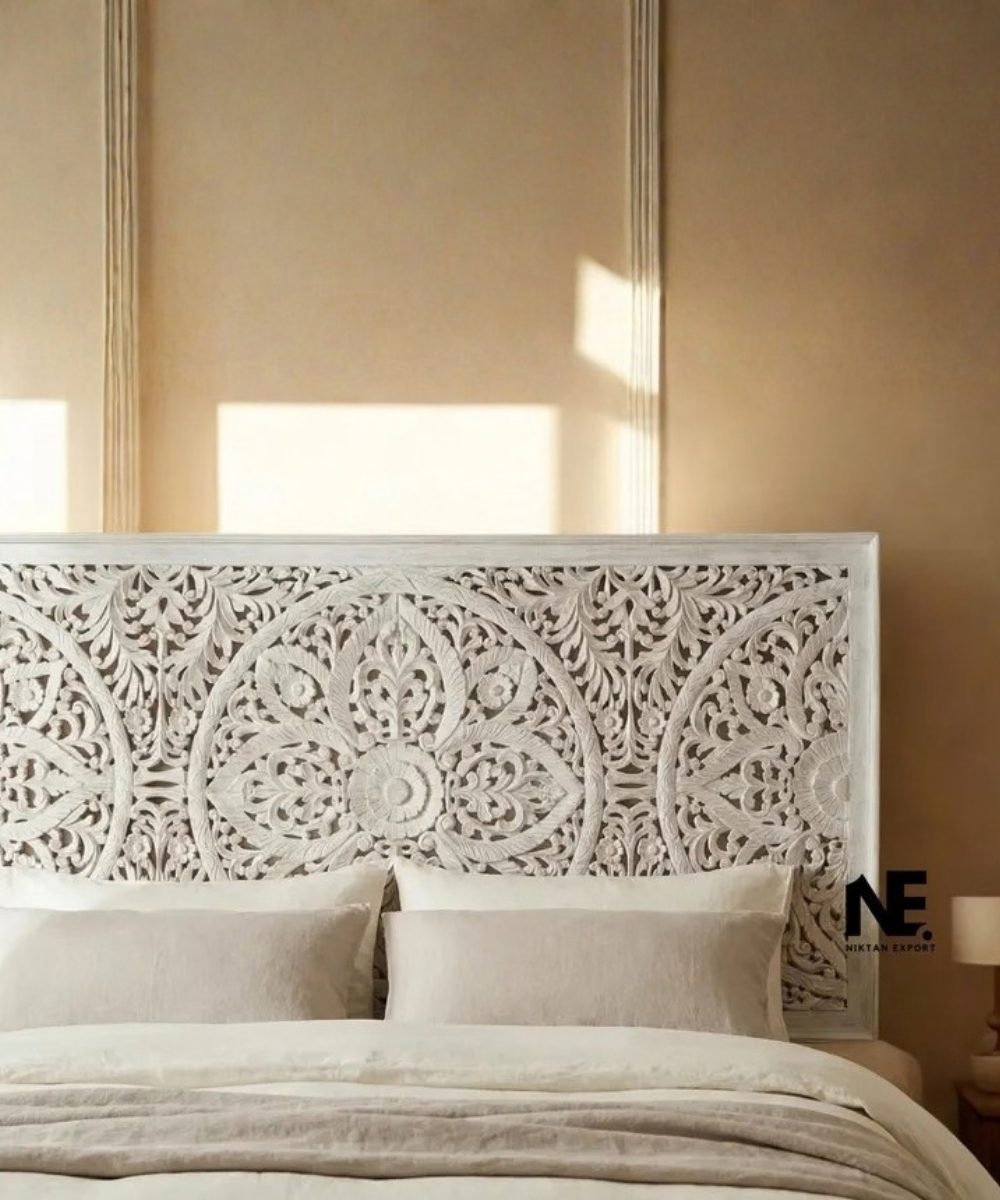 Decorative floral mandala wooden headboard