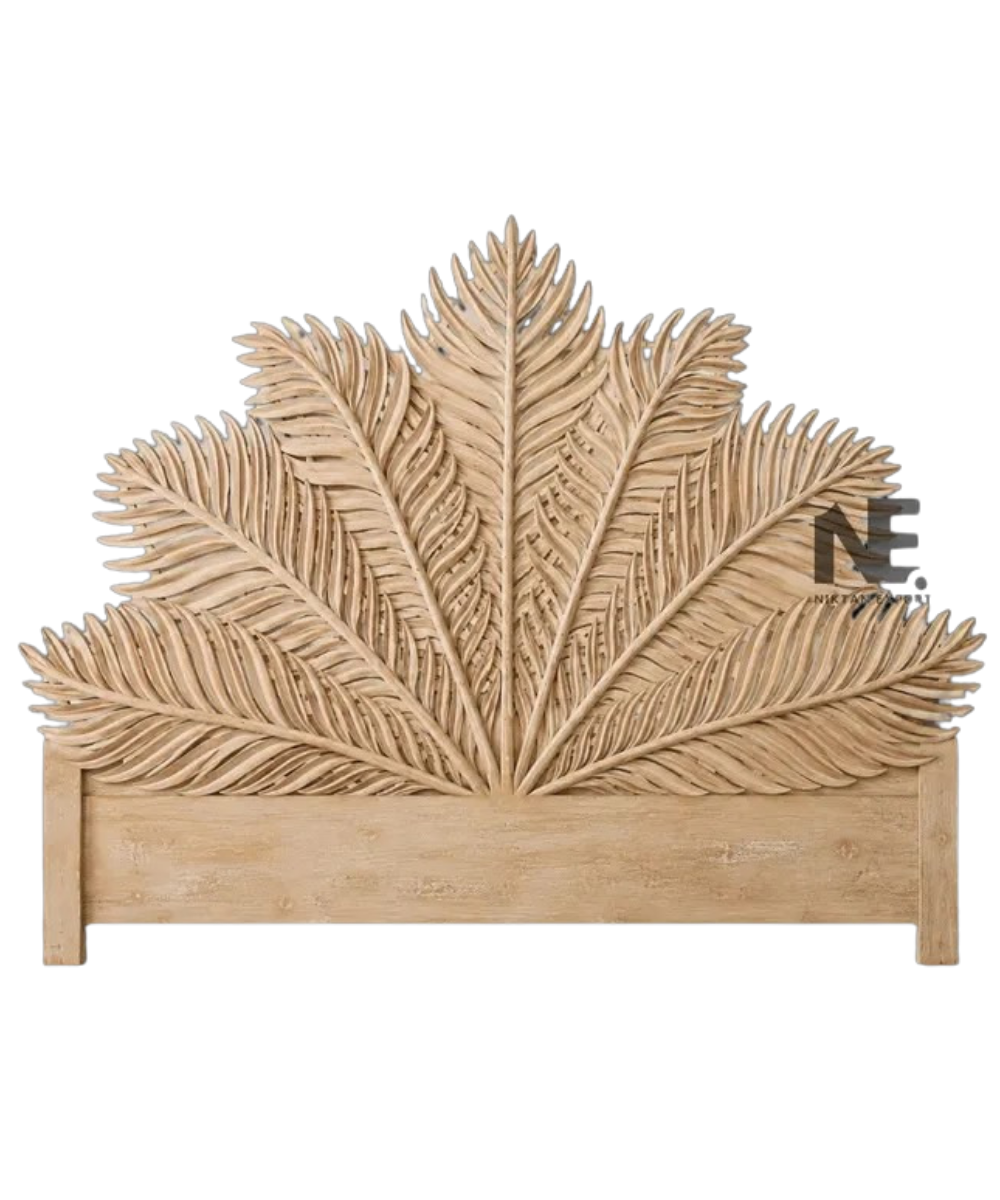 Oversized tropical leaf headboard bed