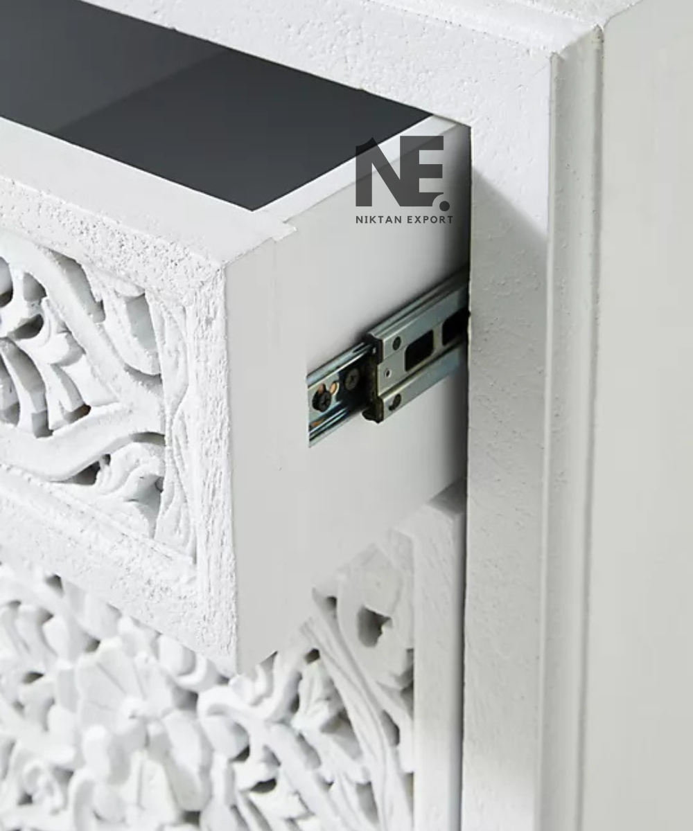 White traditional desk with a wide rectangular tabletop