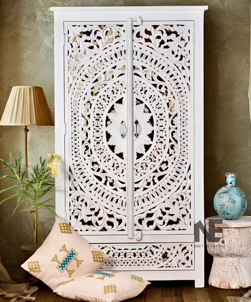 Hand-carved solid wood wardrobe