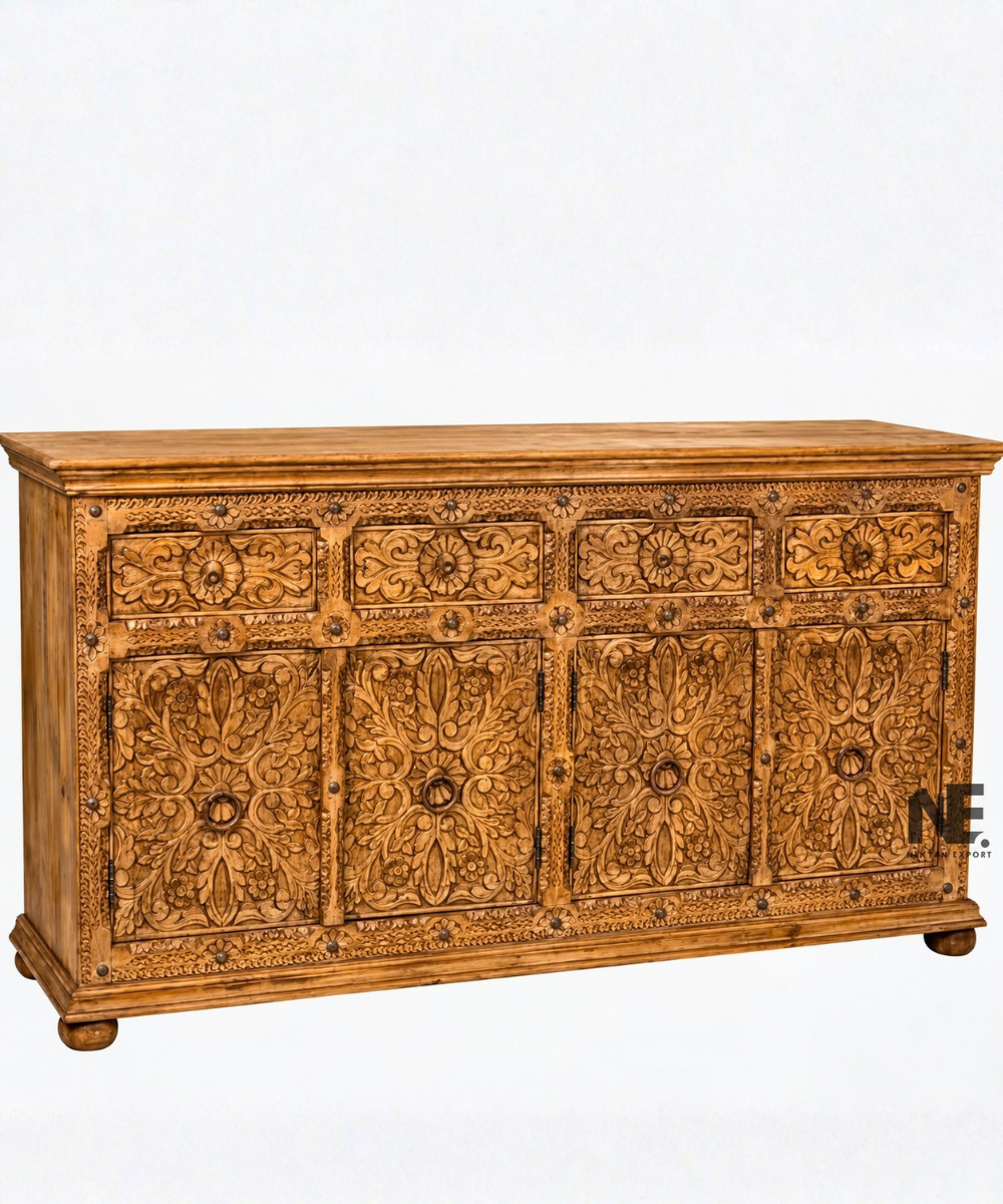 Handcrafted mango wood storage cabinet