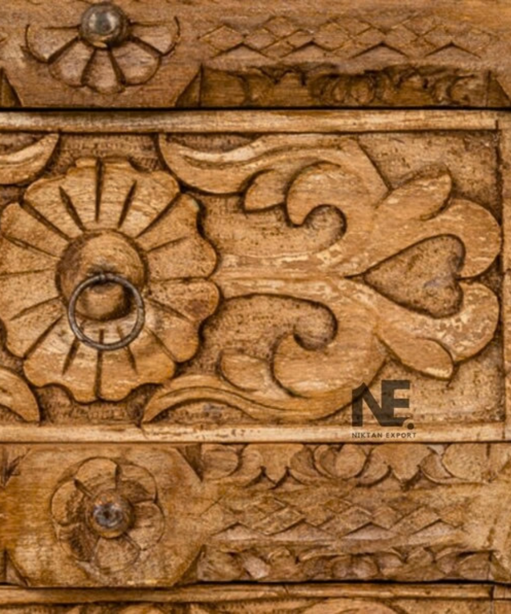 Mango wood sideboard with two storage cabinets