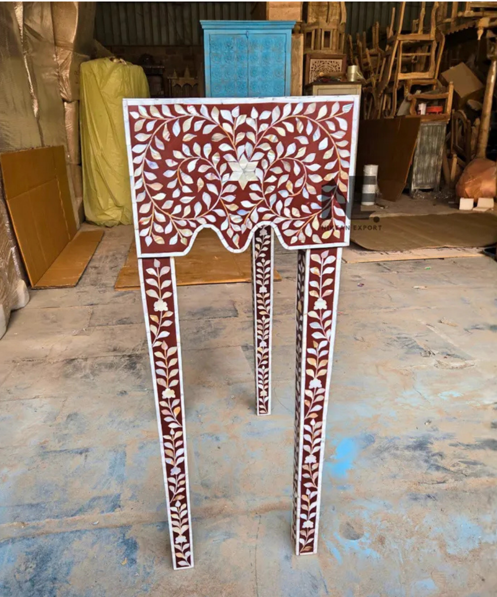 Handcrafted shell inlay bedside table