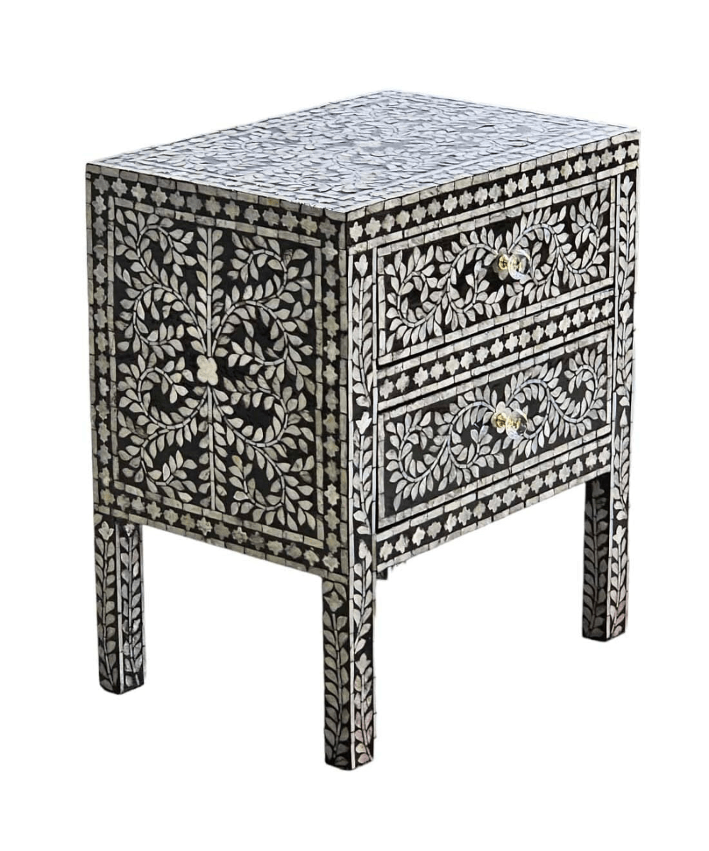 Niktan Export Mother of Pearl Bedside Table, Night Stand - NikTan Export