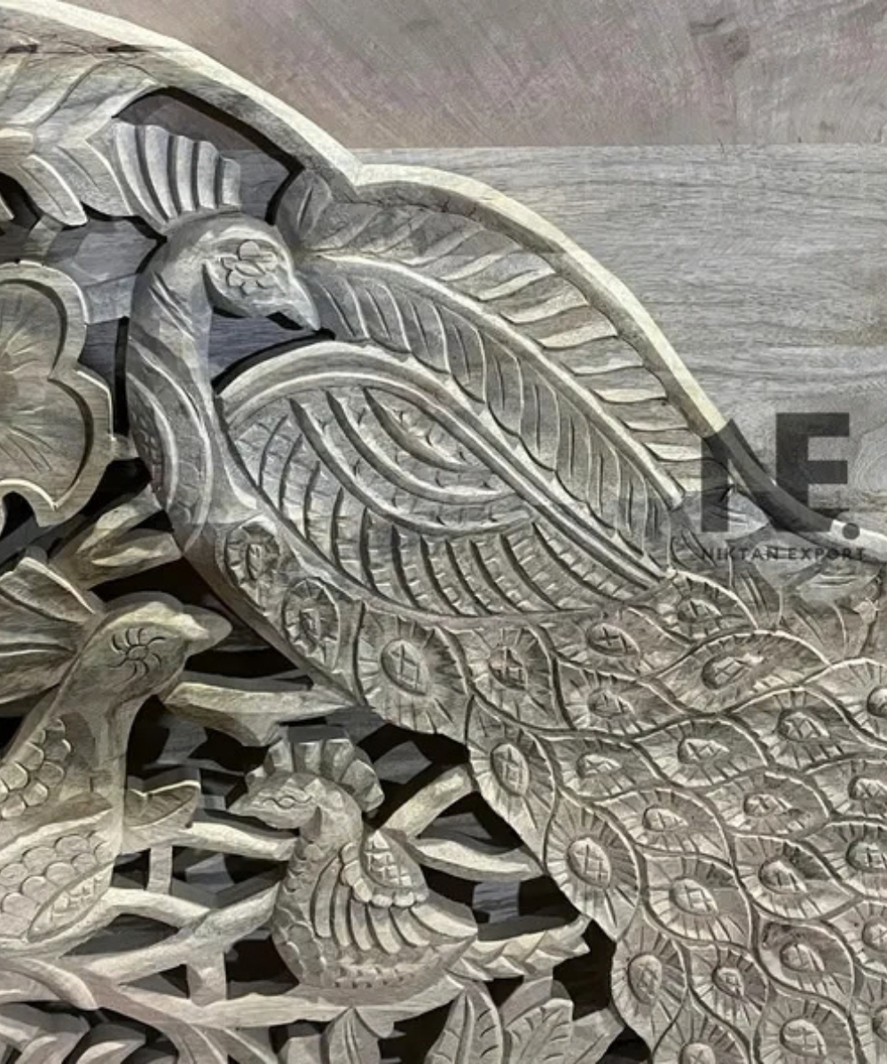 Hand-carved woodland bed frame