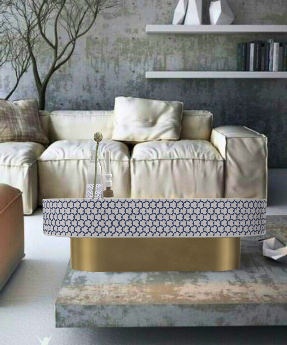 Rectangular Coffee Table with Elegant Indigo Finish