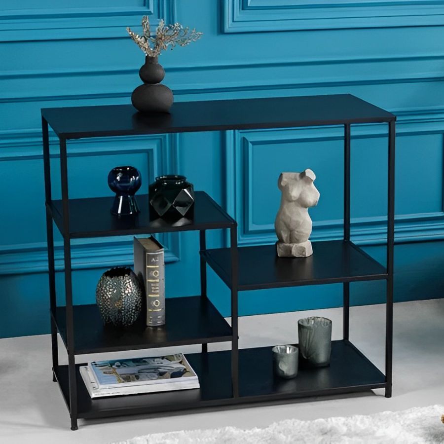 Industrial shelf Iron 90cm Black Metal Console Table - NikTan Export