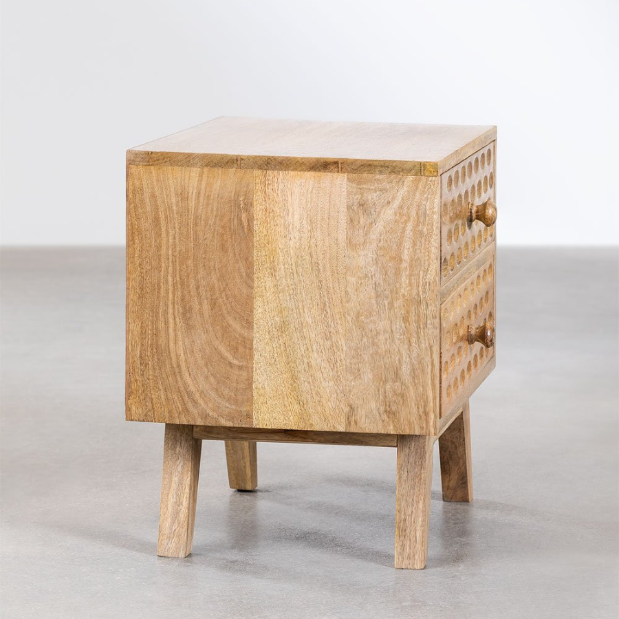 Handcarving Wood Bedside Table - NikTan Export