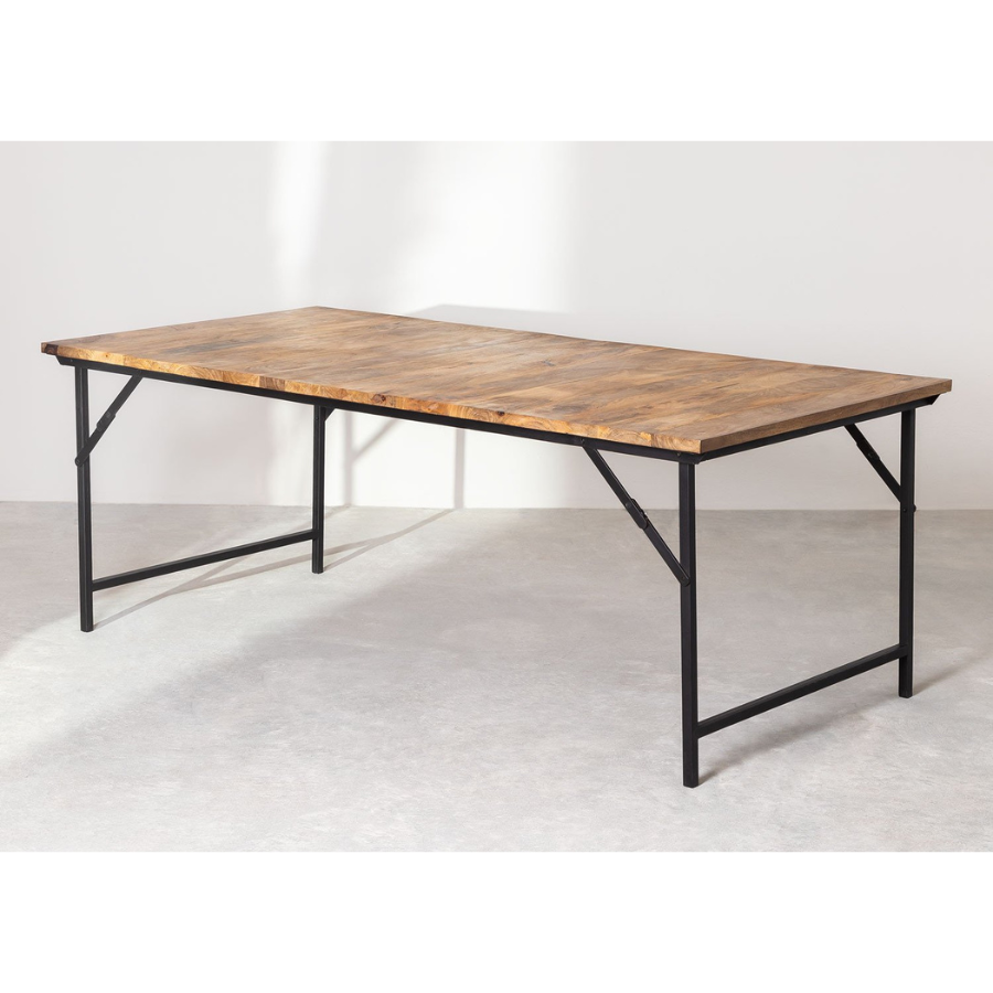 Rectangular Folding Dining Table in Solidwood and Steel (200x100 cm)