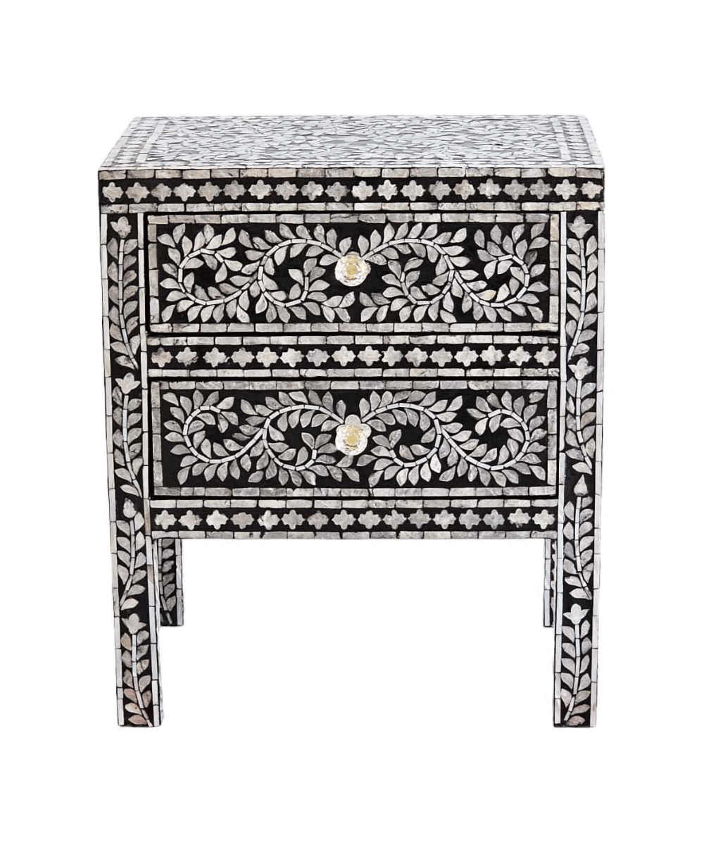 Niktan Export Mother of Pearl Bedside Table, Night Stand - NikTan Export