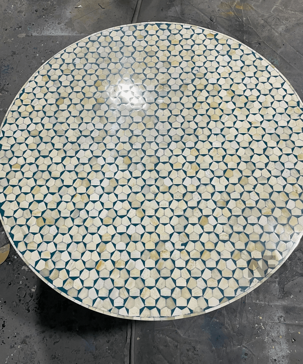 Bone Inlay Round Coffee Table, Center Table