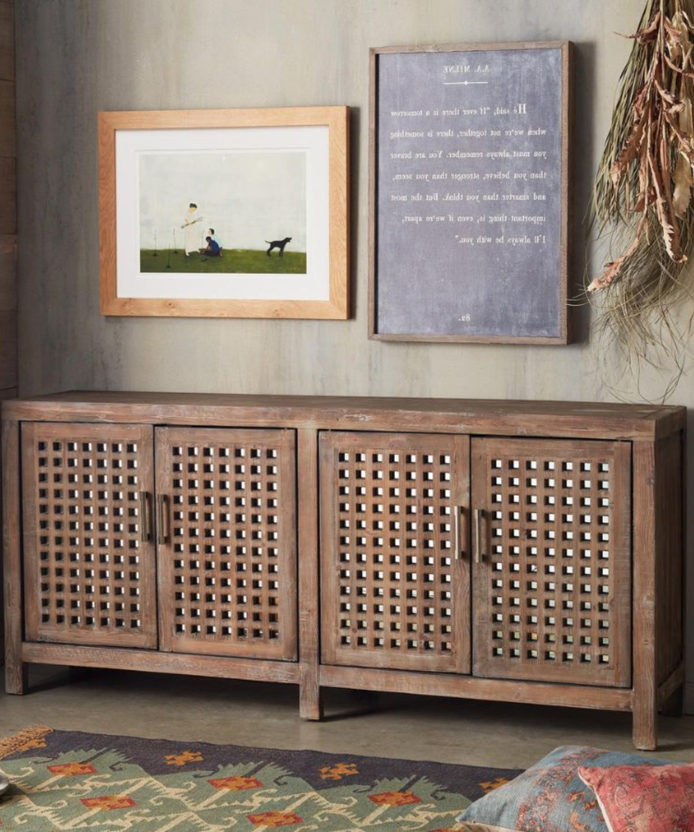 Close-Up of the Distressed Wood Finish & Unique Grain Patterns