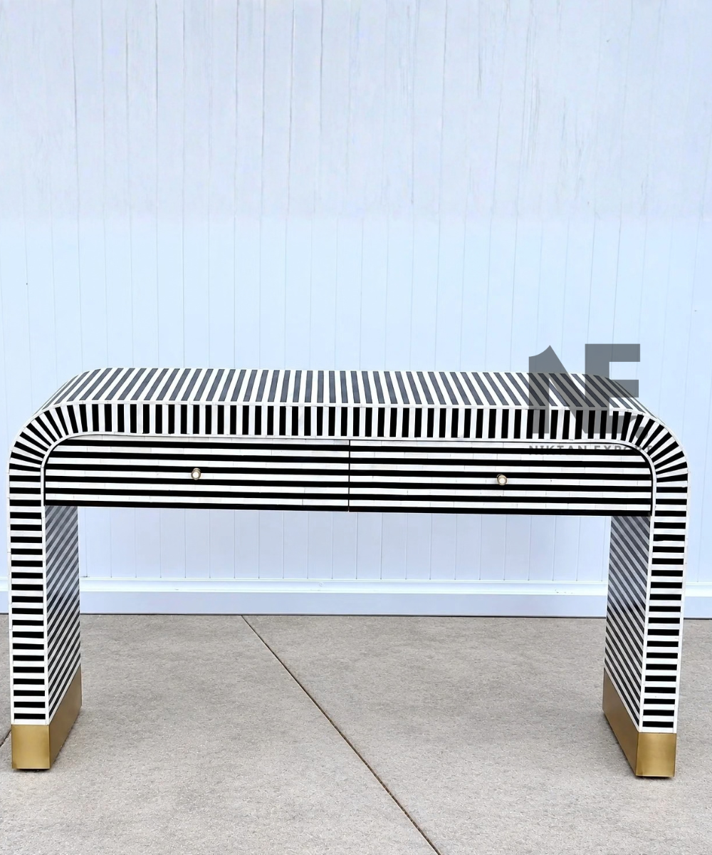 Handcrafted console table with two drawers