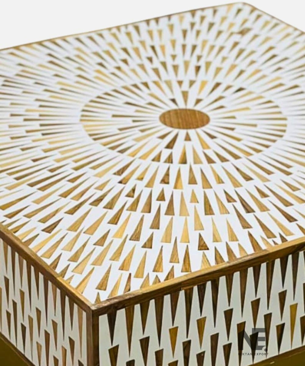 Foldable bone inlay coffee table handmade furniture