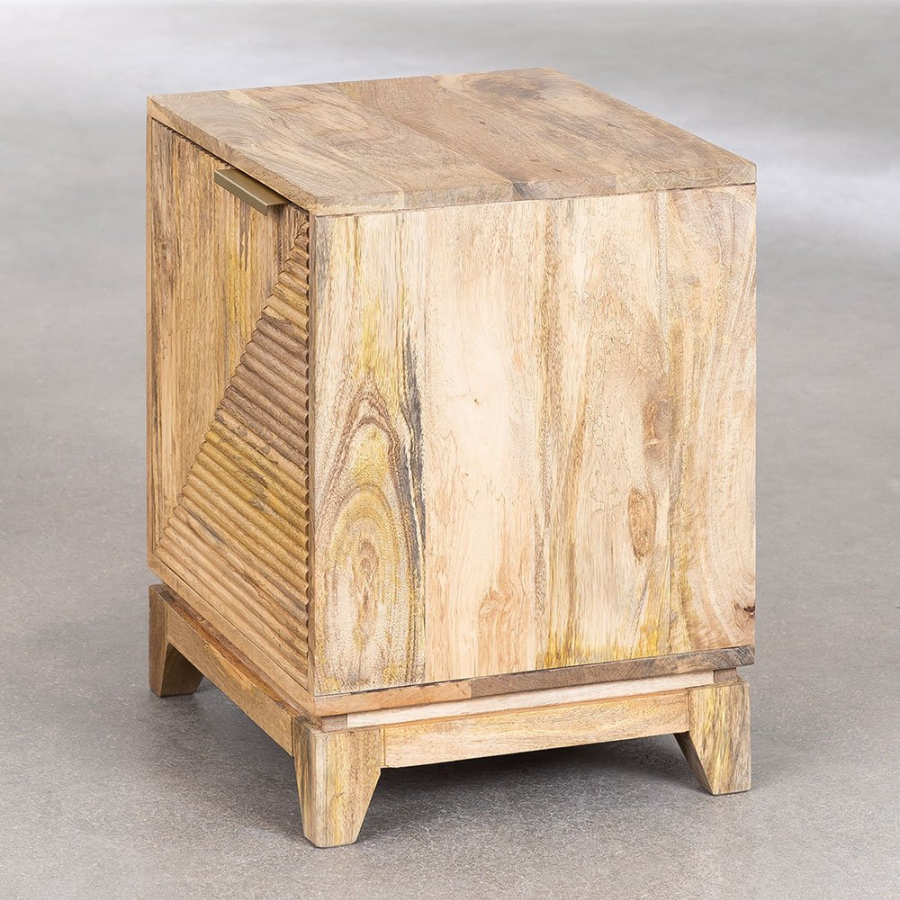 Handcarving Mango Wood Bedside Table - NikTan Export