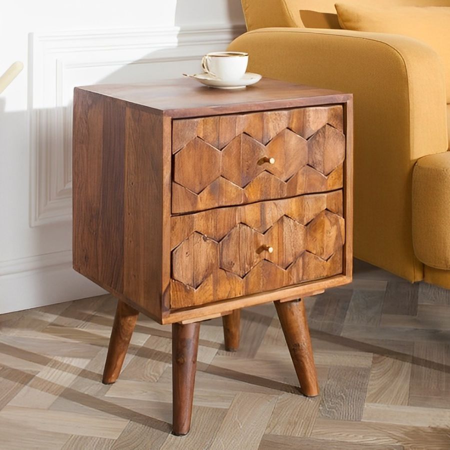 Solid Wood Bedside Table MYSTIC LIVING 40cm